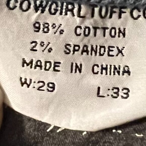 Cowgirl Tuff Jeans 29x33 - Picture 3 of 5